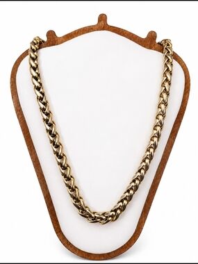 Vintage Aigner Chunky Gold Wheat Chain Necklace